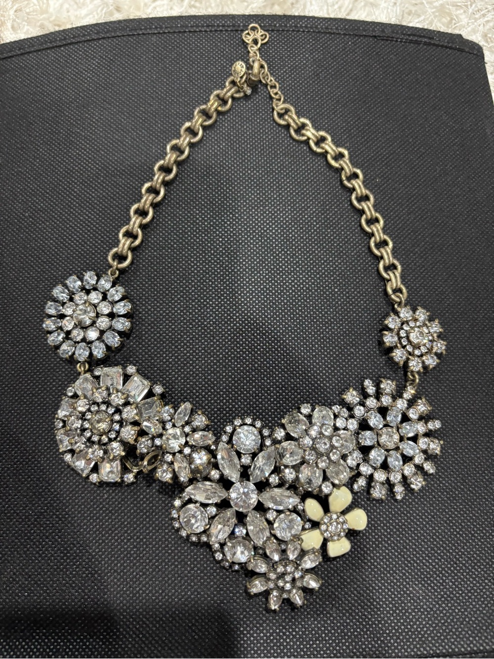 J.Crew Crystal Statement Necklace - Gold Tone with Clear Stones